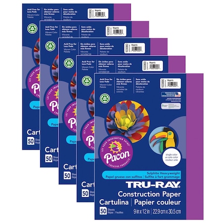 Pacon Tru-Ray Construction Paper, Magenta, 9x12in, PK250 P103000